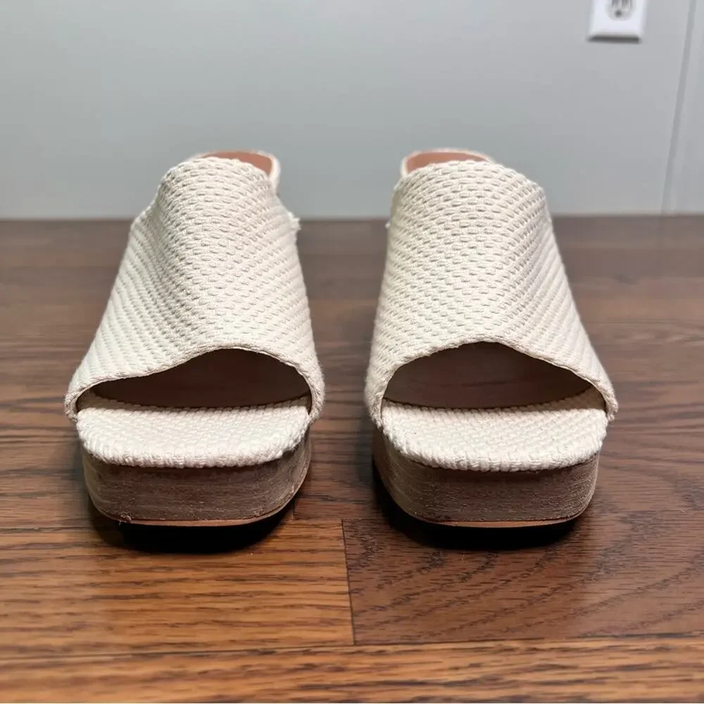 Gabrielle Union Imana 2 platform sandals in beige woven upper, open-toe size 11